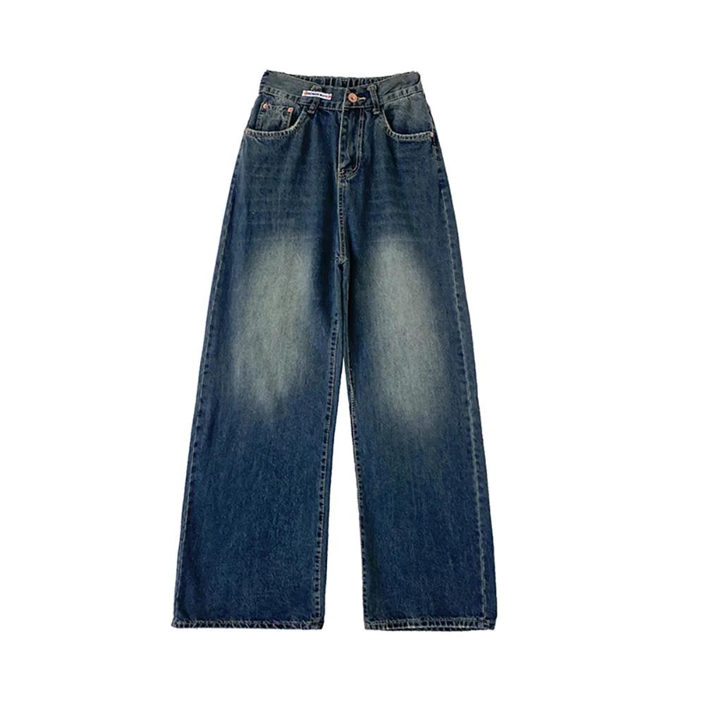 Vintage Blue Jeans Women Oversized Straight Loose Denim Pants Spring Autumn Female Streetwear High Waist Wide Leg Tr